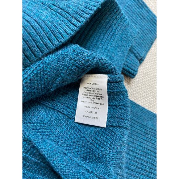 Talbots Women's Cable Knit V-Neck Sweater, Large, Teal Blue - Picture 6 of 9